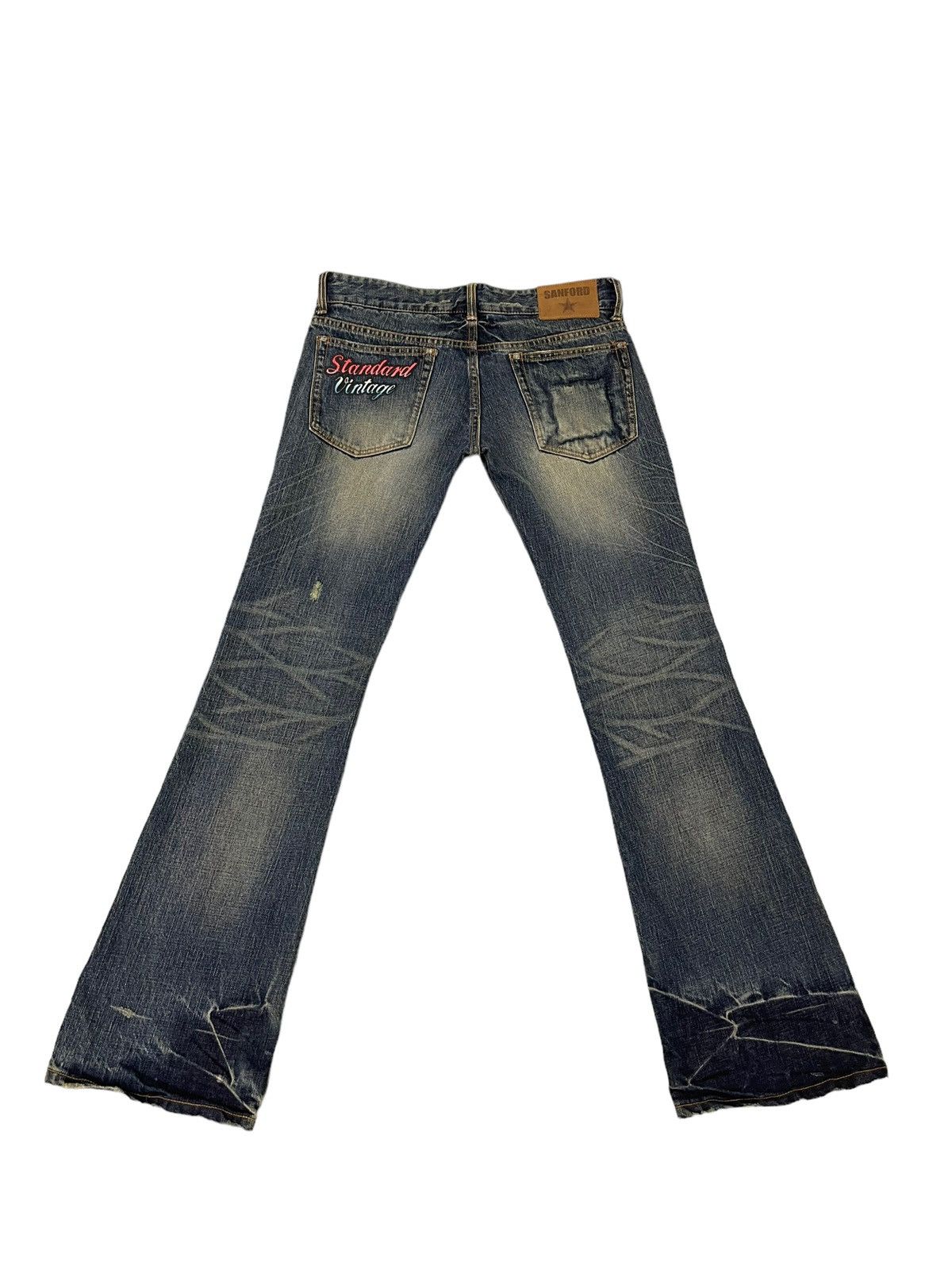 Japanese Brand Flare Jeans Sanford Distress Low Rise Boot Cut 8🟦1 Size US 30 / EU 46 - 13 Thumbnail