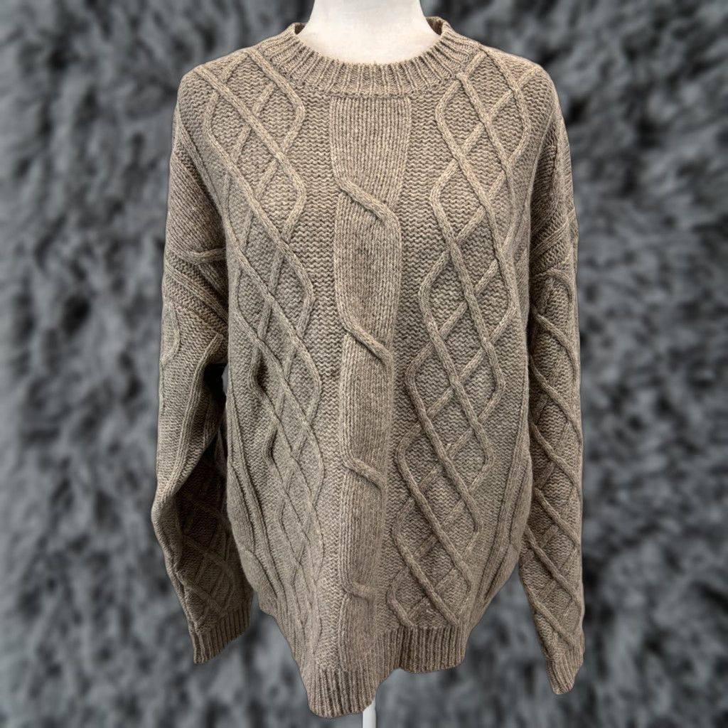 Gap VINTAGE Gap Fisherman Cableknit Wool Sweater Woman Size M Light Brown 1990s Casual Womens Size M / US 6-8 / IT 42-44 - 1 Thumbnail