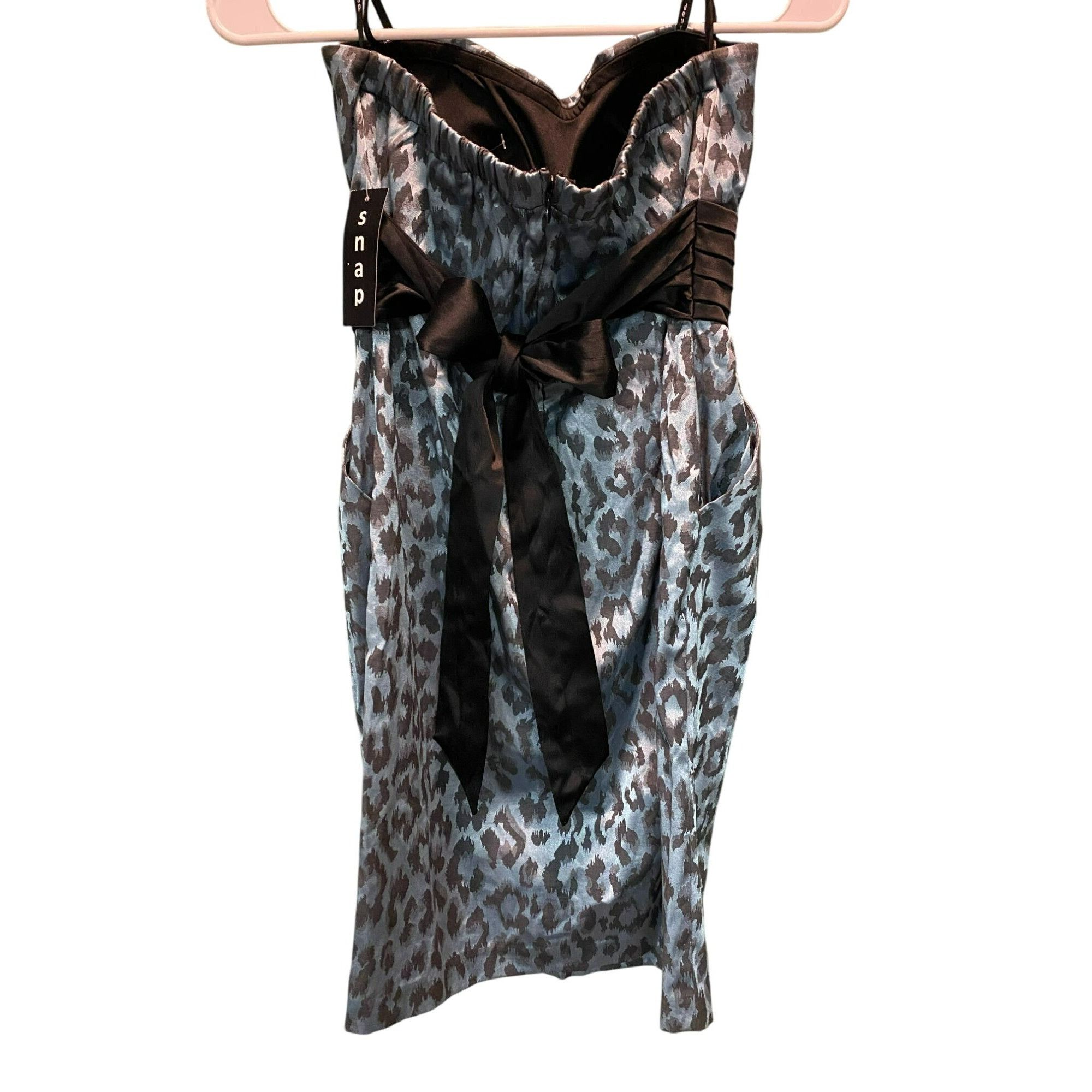 Other NWT Snap Blue & Black Leopard Print Strapless Juniors Womens Size M / US 6-8 / IT 42-44 - 3 Thumbnail