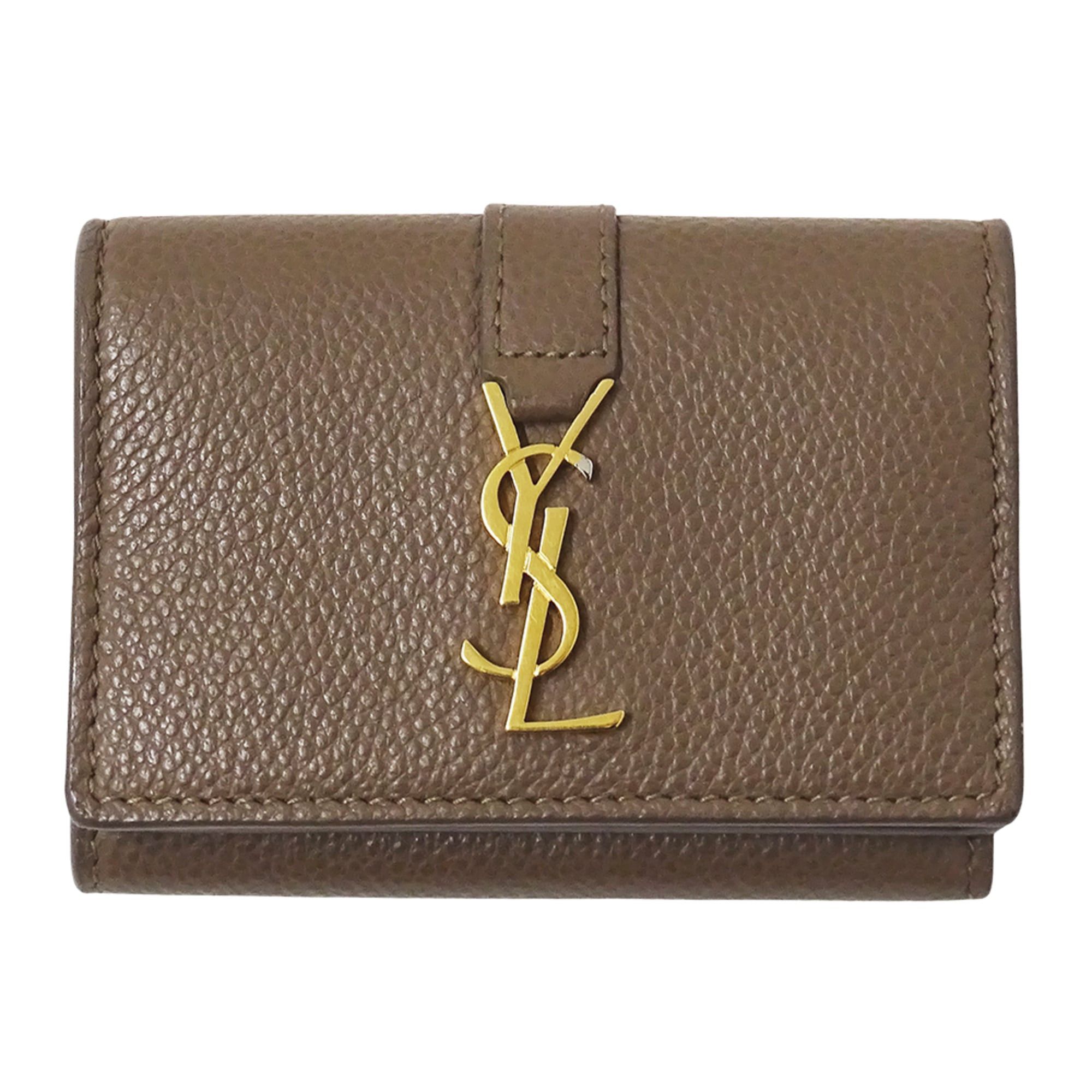 Saint Laurent Paris Saint Laurent women's trifold wallet, leather, taupe, 620287, logo, mini wallet. Size ONE SIZE - 1 Thumbnail