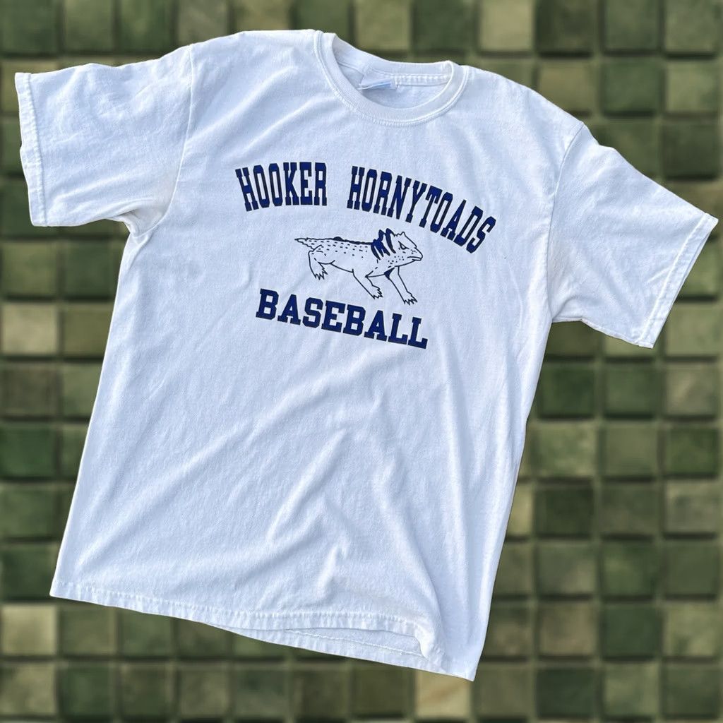 Hanes Hanes Hooker Hornytoads Baseball Shirt White Mens M Logo Short Sleeve Crew Neck 50/50 Sports Funny T-Shirt Size US M / EU 48-50 / 2 - 1 Thumbnail