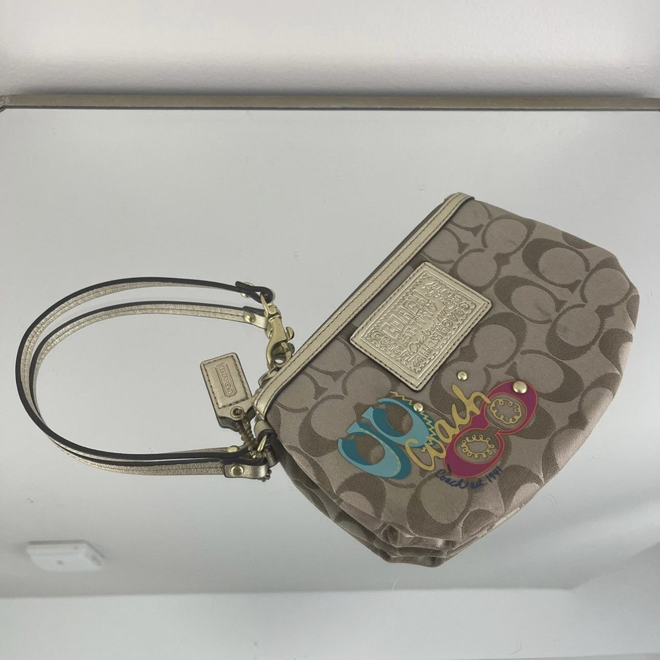 Coach COACH Y2K Brown Logo Monogram Mini Wristlet Coin Wallet Size ONE SIZE - 3 Thumbnail
