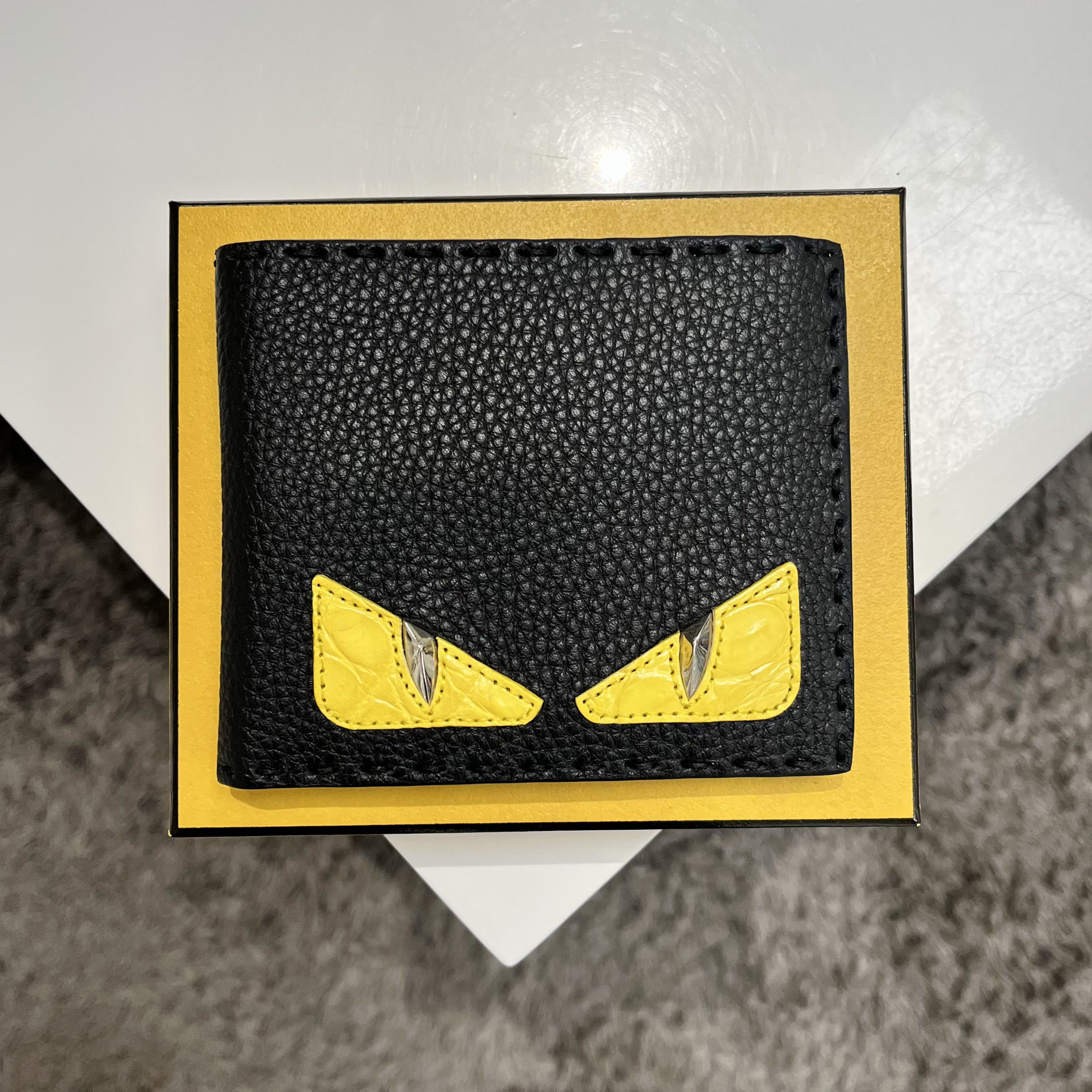 Fendi Fendi Calf Cayman Leather Wallet Black/Yellow Size ONE SIZE - 1 Thumbnail