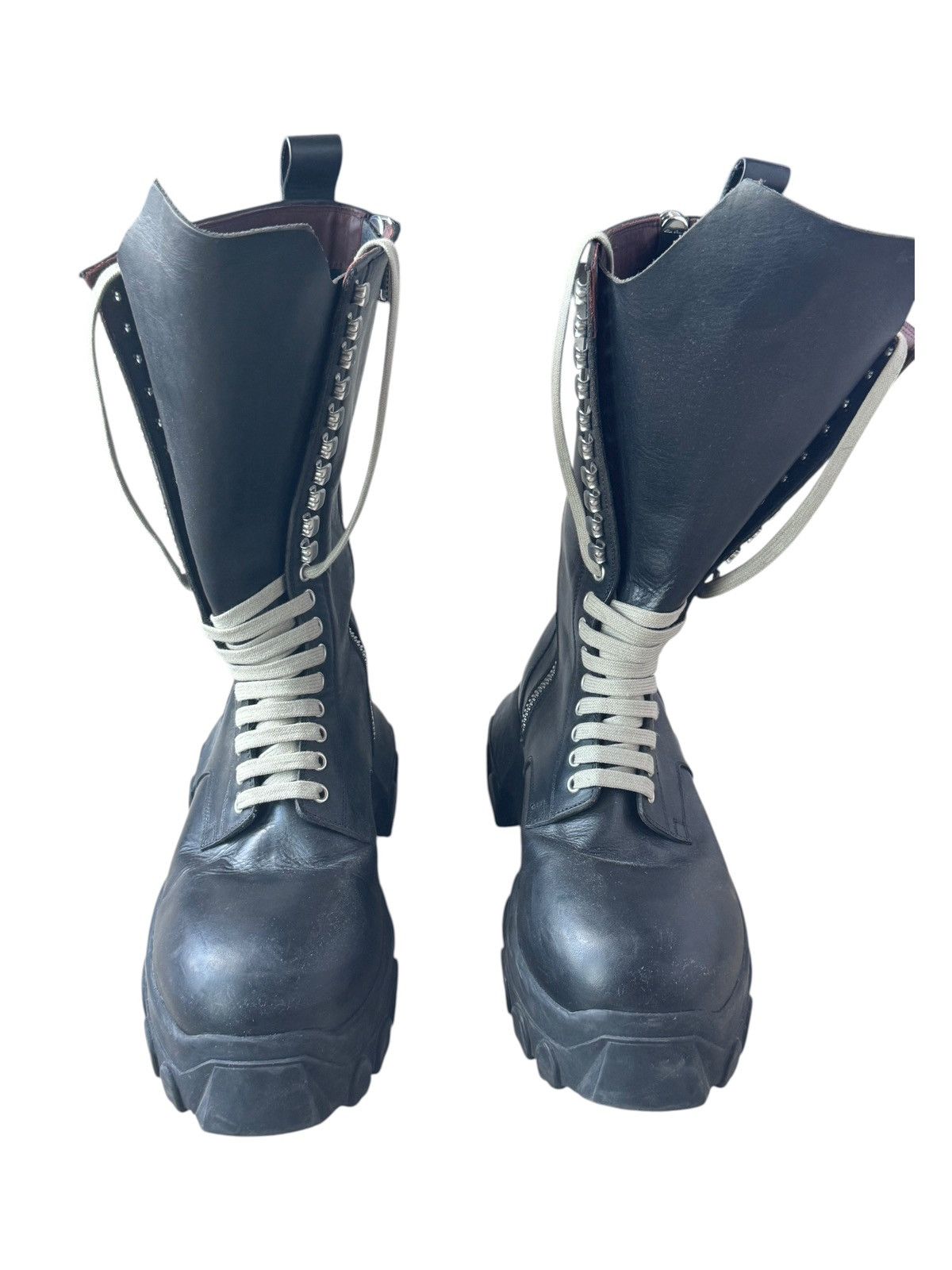 Rick Owens Rick Owens Mega Lace Black Leather Bozo High Top Boots Size US 10 / EU 43 - 3 Thumbnail