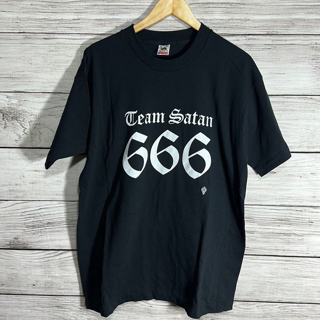 Fruit Of The Loom × Vintage Vintage 93 Team Satan 666 Mob Town Spellout Fruit Of The Loo Size US XL / EU 56 / 4 - 1 Thumbnail