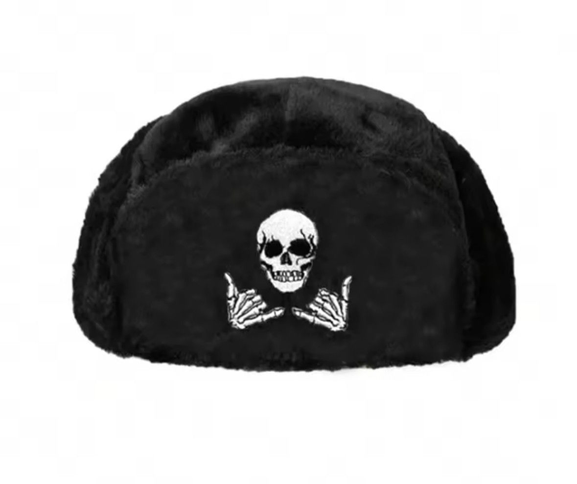 Other Vintage Dope Skull Skeleton Ushanka Autumn Winter Warm Hat Size ONE SIZE - 4 Thumbnail