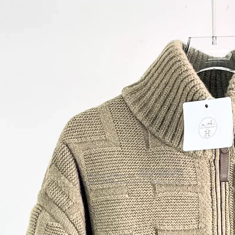 Hermes Hermes Newly Sheared Wool Filled Leather Zip Knit Cardigan Size XS / US 0-2 / IT 36-38 - 5 Thumbnail