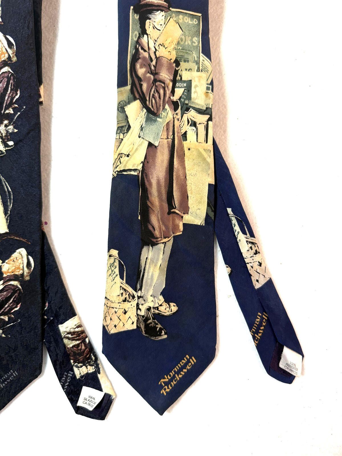 Other Norman Rockwell Tie Lot 2 Mens Silk Lineman Bookworm Size ONE SIZE - 8 Thumbnail