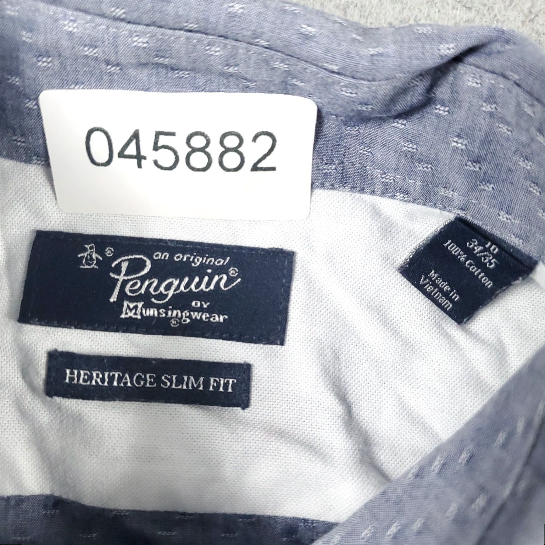 Vintage Penguin Dress Shirt Mens Size 16 Blue Button Up Long Sleeve Regular Fit Size 42R - 6 Thumbnail