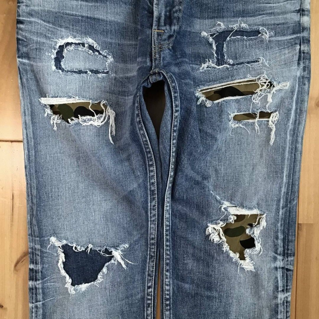 Bape BAPE Damaged denim pants 1st camo a bathing ape ★size M Size US 32 / EU 48 - 3 Thumbnail