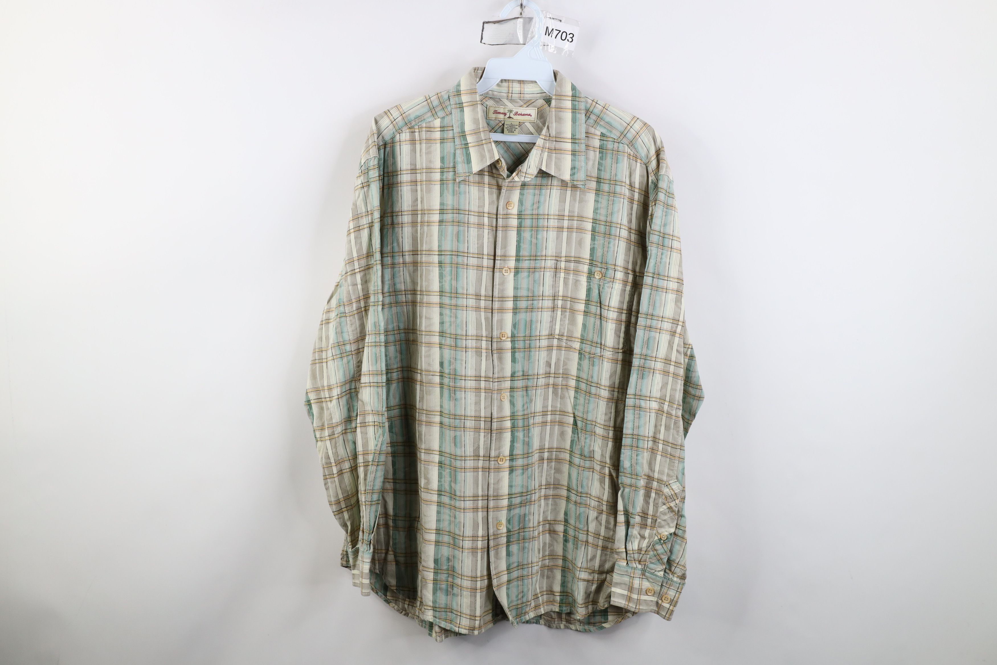 Tommy Bahama Vintage Tommy Bahama Flower Collared Button Shirt Plaid Size US L / EU 52-54 / 3 - 1 Thumbnail