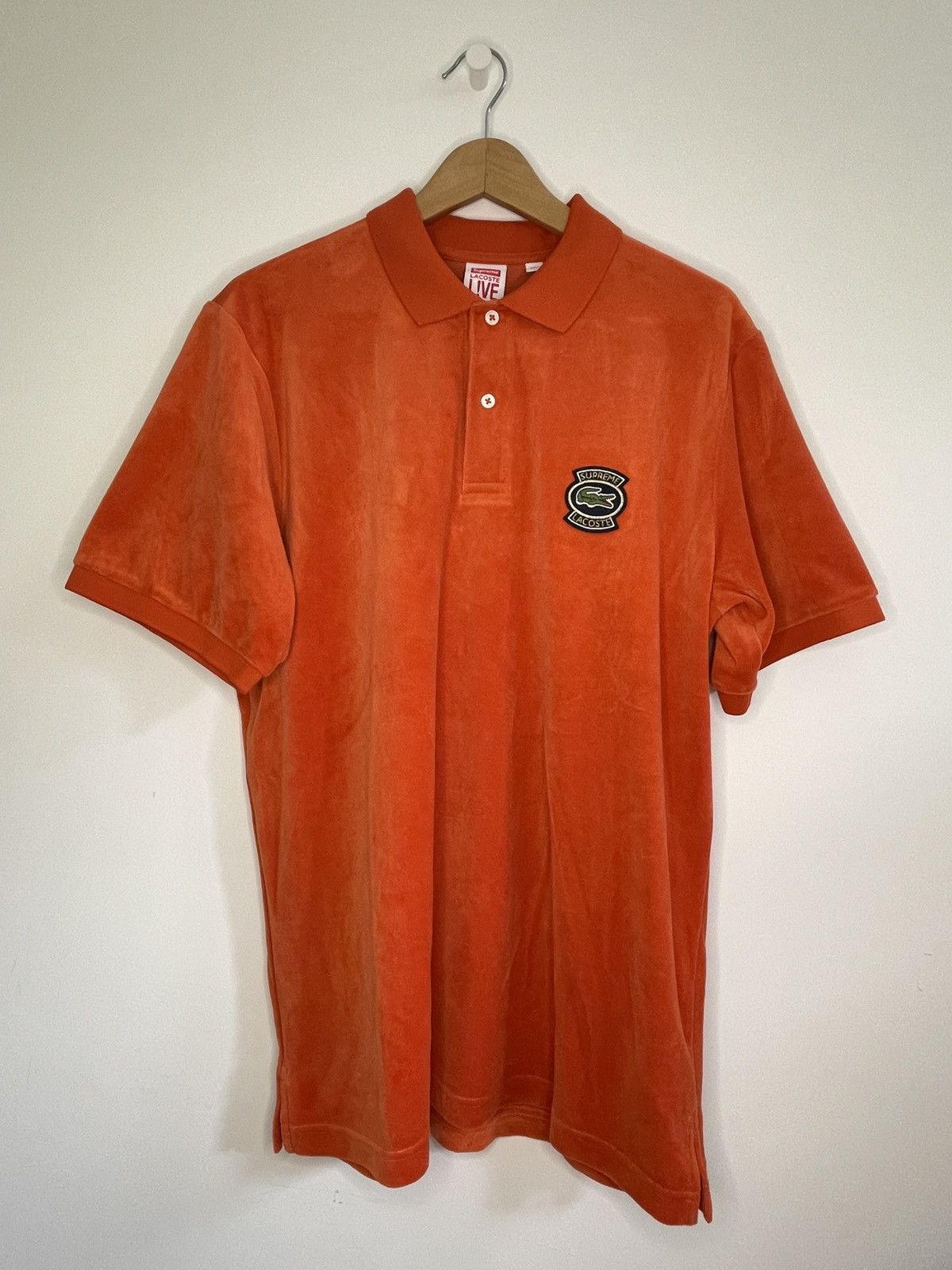 Lacoste × Supreme Supreme Lacoste Live velour polo 2018 | Grailed
