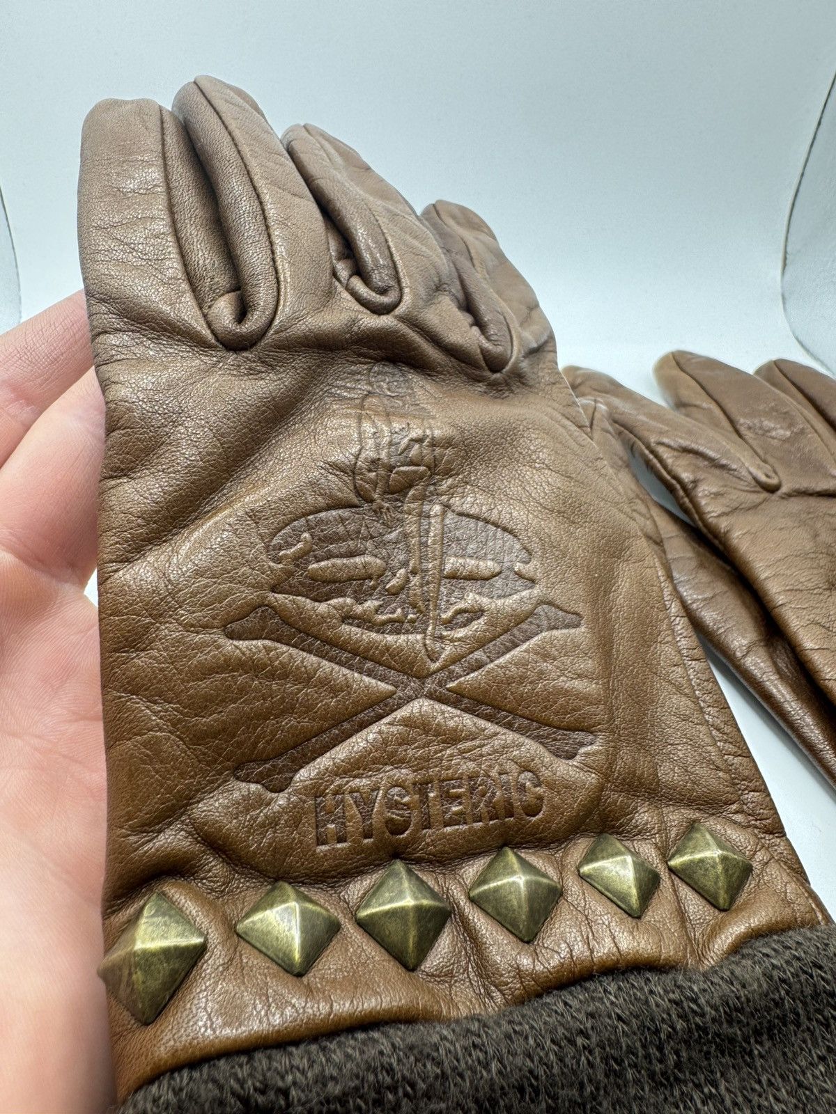 Hysteric Glamour Hysteric Glamour Brown Leather Gloves Size ONE SIZE - 3 Thumbnail