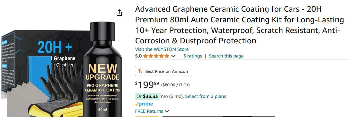 NBDN Nobrandedon Graphene Ceramic Coating - 20H Premium 10+ Yr, Anti-Corrosn Size ONE SIZE - 1 Thumbnail