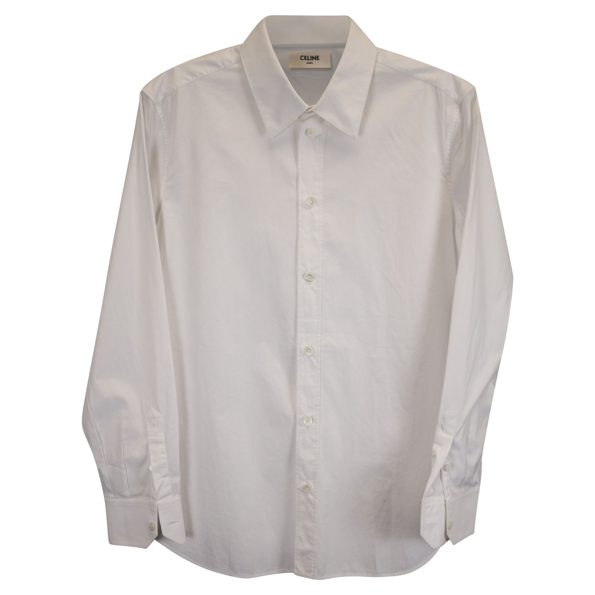 Celine Celine Button-Down Shirt in White Cotton Size S / US 4 / IT 40 - 1 Thumbnail