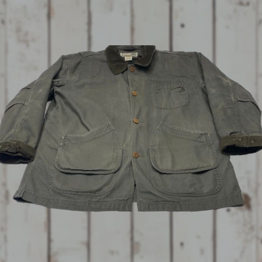 Vintage VINTAGE L.L.Bean Original Field Chore Coat Olive 187061 Removable Wool Plaid Lining 7950 XL Green Canvas Wool Regular Button Size US XL / EU 56 / 4 - 1 Thumbnail