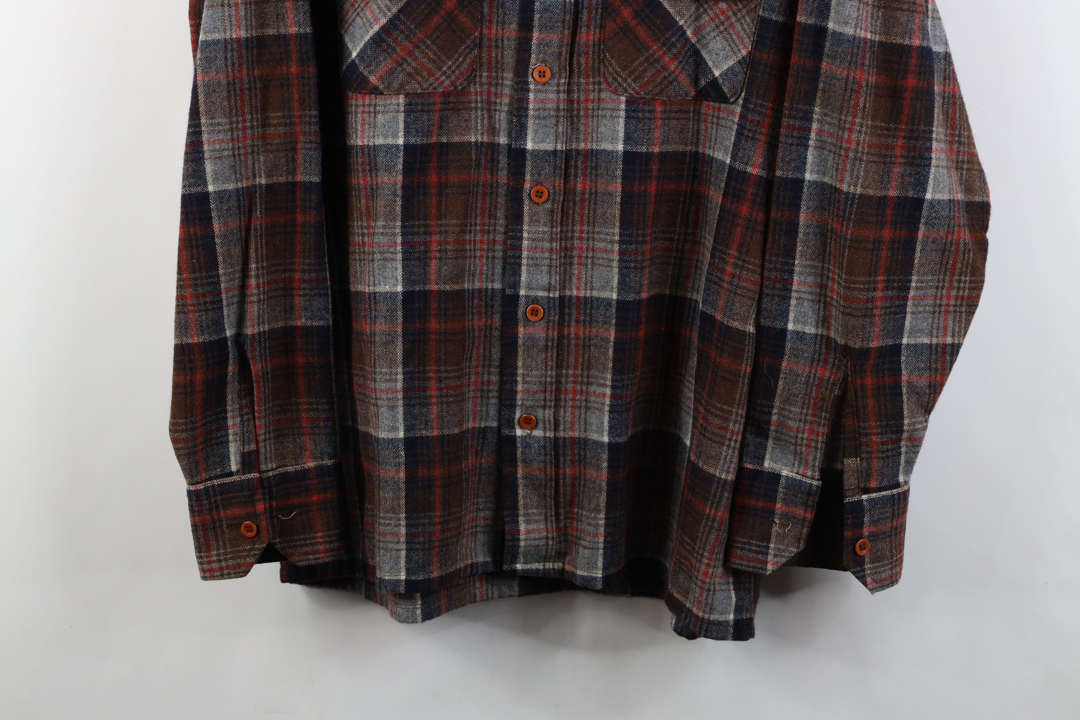 Vintage Vintage 70s Streetwear Knit Collared Flannel Button Shirt Size US L / EU 52-54 / 3 - 3 Thumbnail