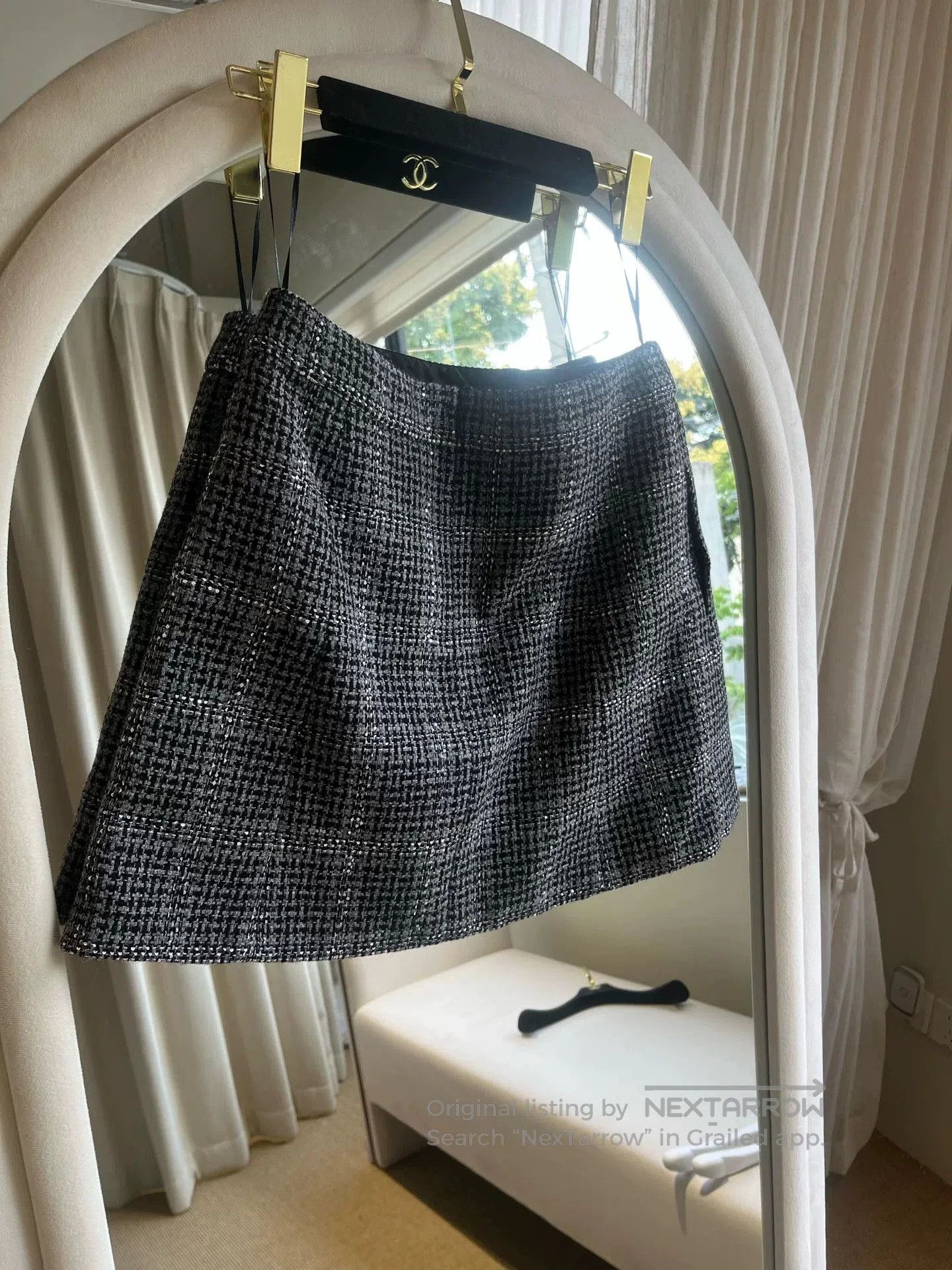 Chanel Chanel 24A Black White Gray Plaid Skirt. Size US 34 / EU 50 - 2 Thumbnail