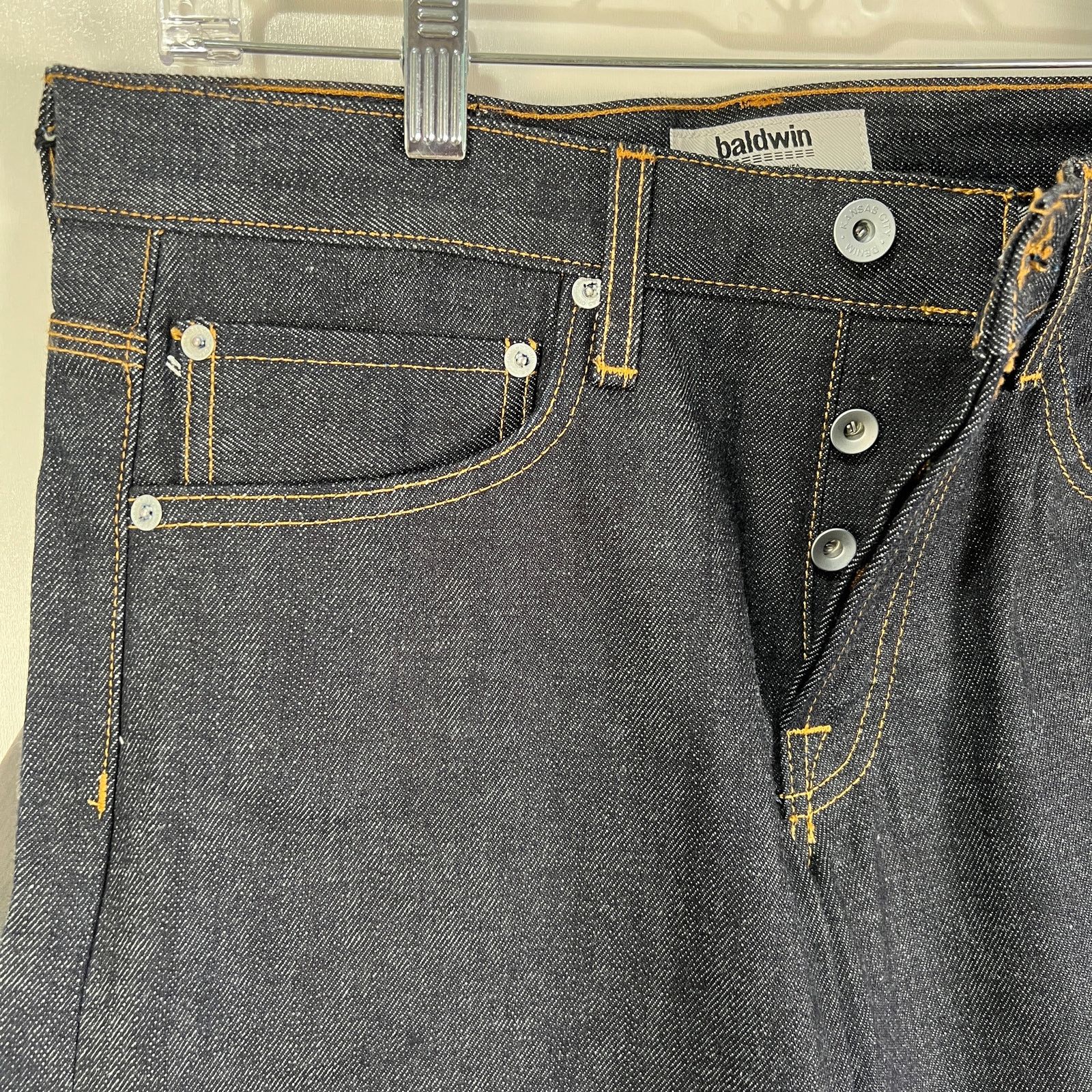 Baldwin Baldwin Reed Classic Straight Leg Jeans Dark Wash Selvage Size US 29 - 5 Thumbnail