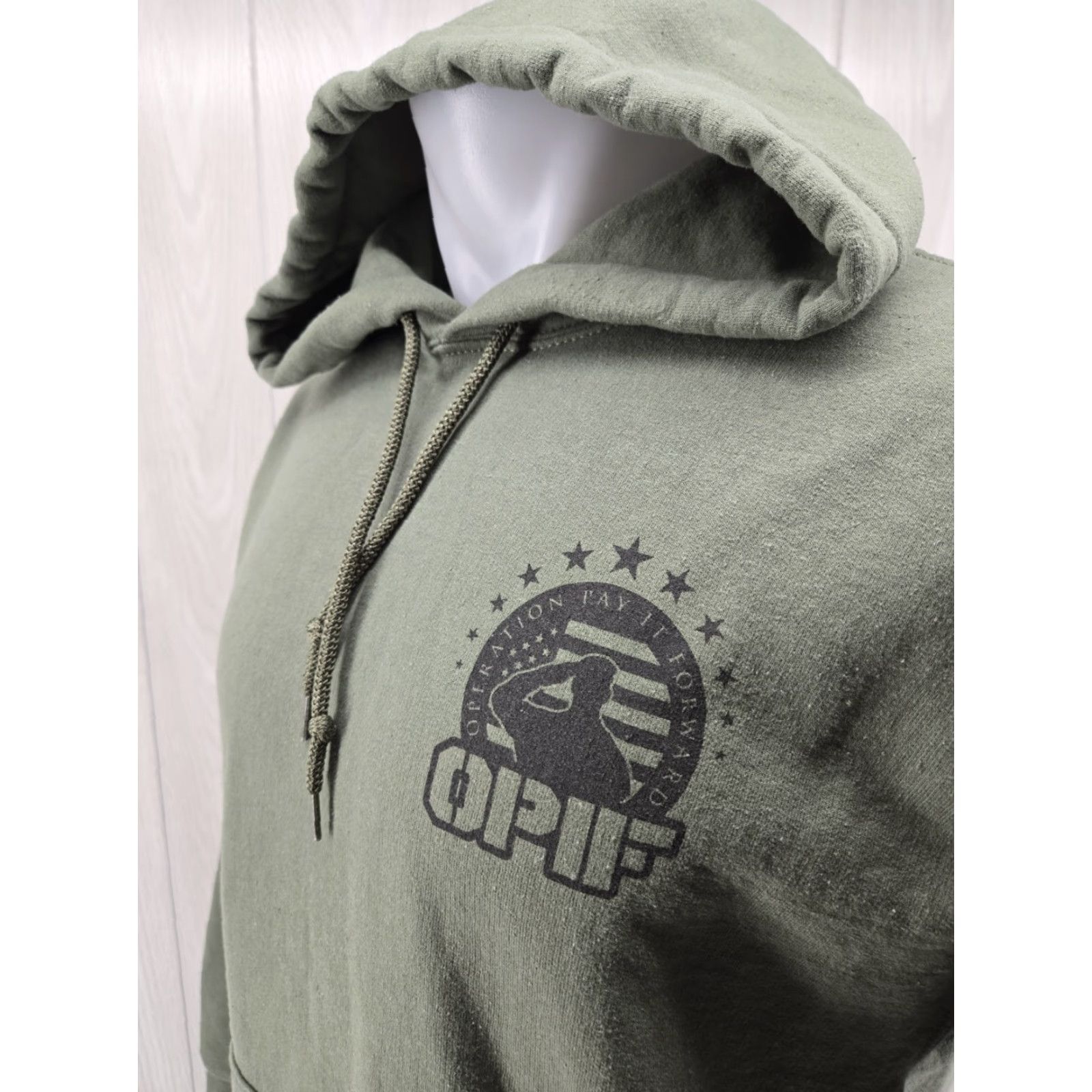 Gildan VINTAGE OPIF HOODIE OD GREEN Size LARGE Mens Hoodie Army Hooded Pullover Gildan Size US L / EU 52-54 / 3 - 5 Thumbnail