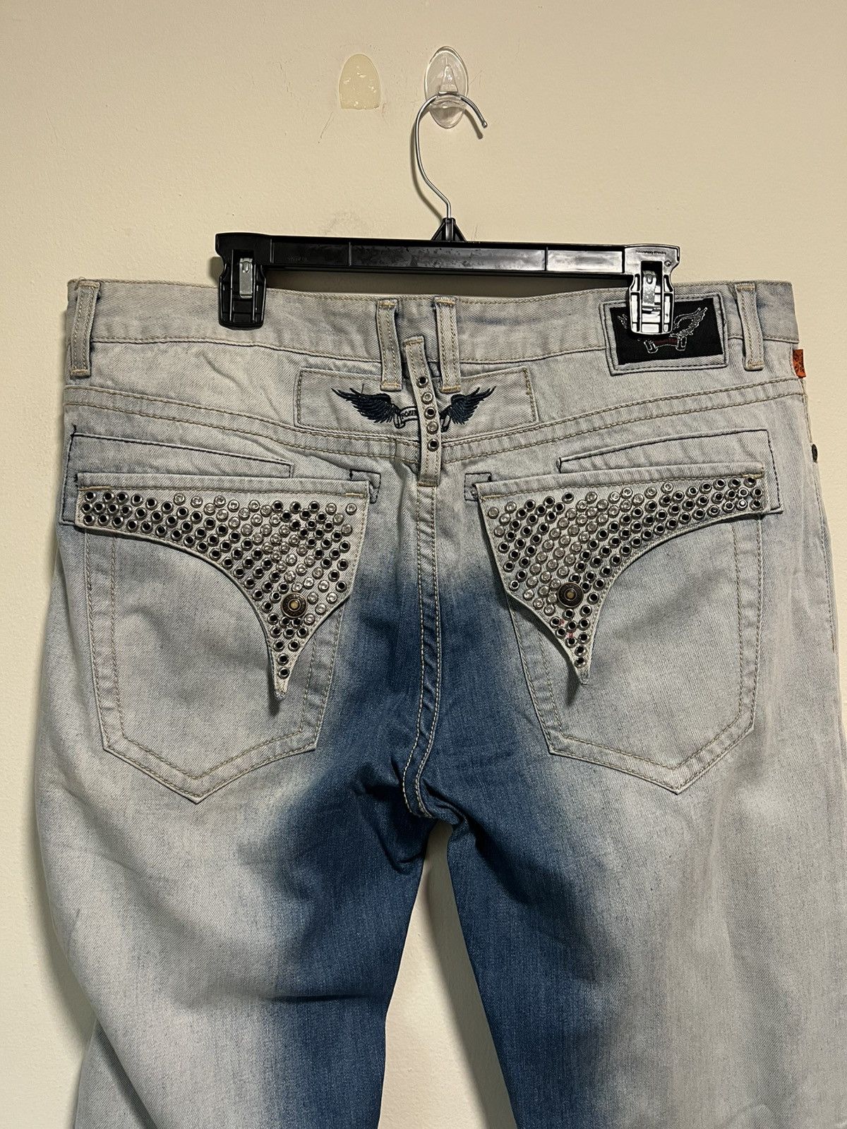 Robins Jeans ROBINS JEANS SWAROVSKI CRYSTAL LONG FLAP POCKET Size US 38 / EU 54 - 5 Thumbnail