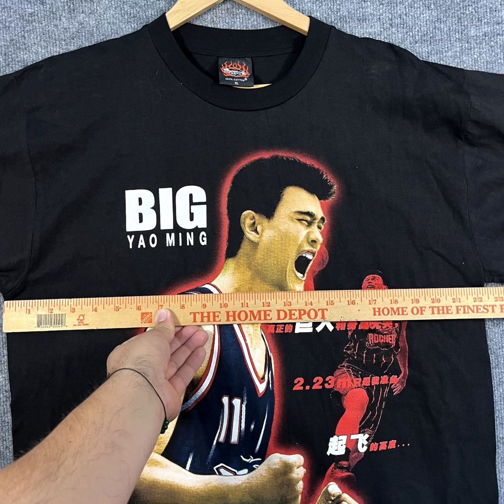 NBA VINTAGE Yao Ming T-Shirt Mens XL Black NBA Single Stitch Rap Tee Houston Rockets Shirt Adults XL Black 90s USA Mens Size US XL / EU 56 / 4 - 6 Thumbnail