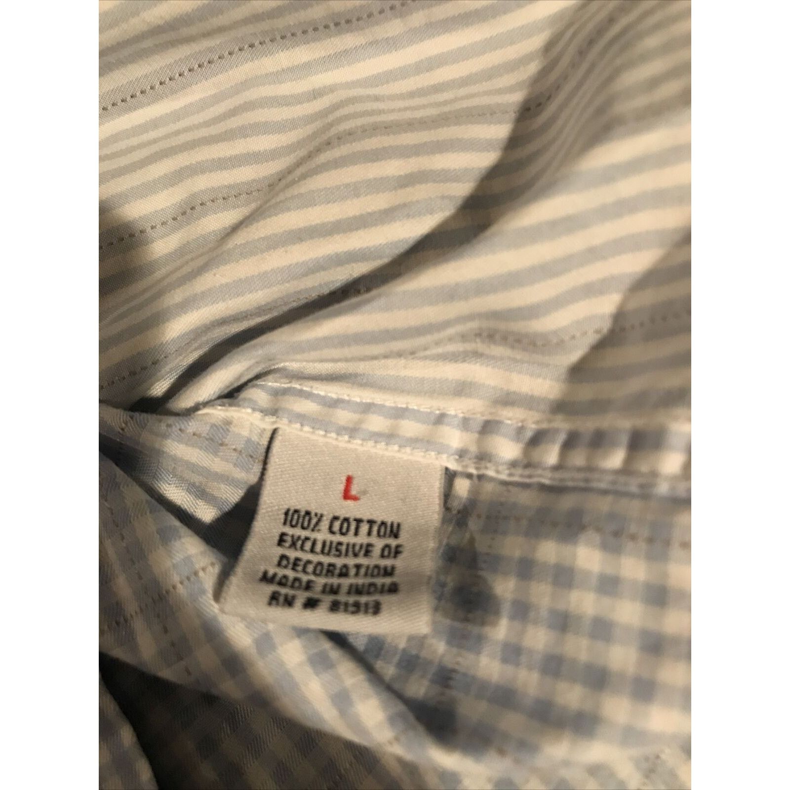 Robert Graham Robert Graham Men’s L Blue Check Striped Button Cotton Shirt Size US L / EU 52-54 / 3 - 12 Thumbnail