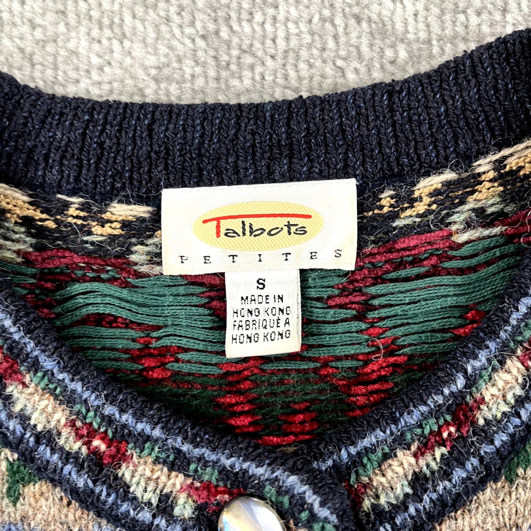 Talbots TALBOTS Petites Sweater Womens Small Christmas Holiday Wool Silk Rayon Button Up Size S / US 4 / IT 40 - 2 Thumbnail