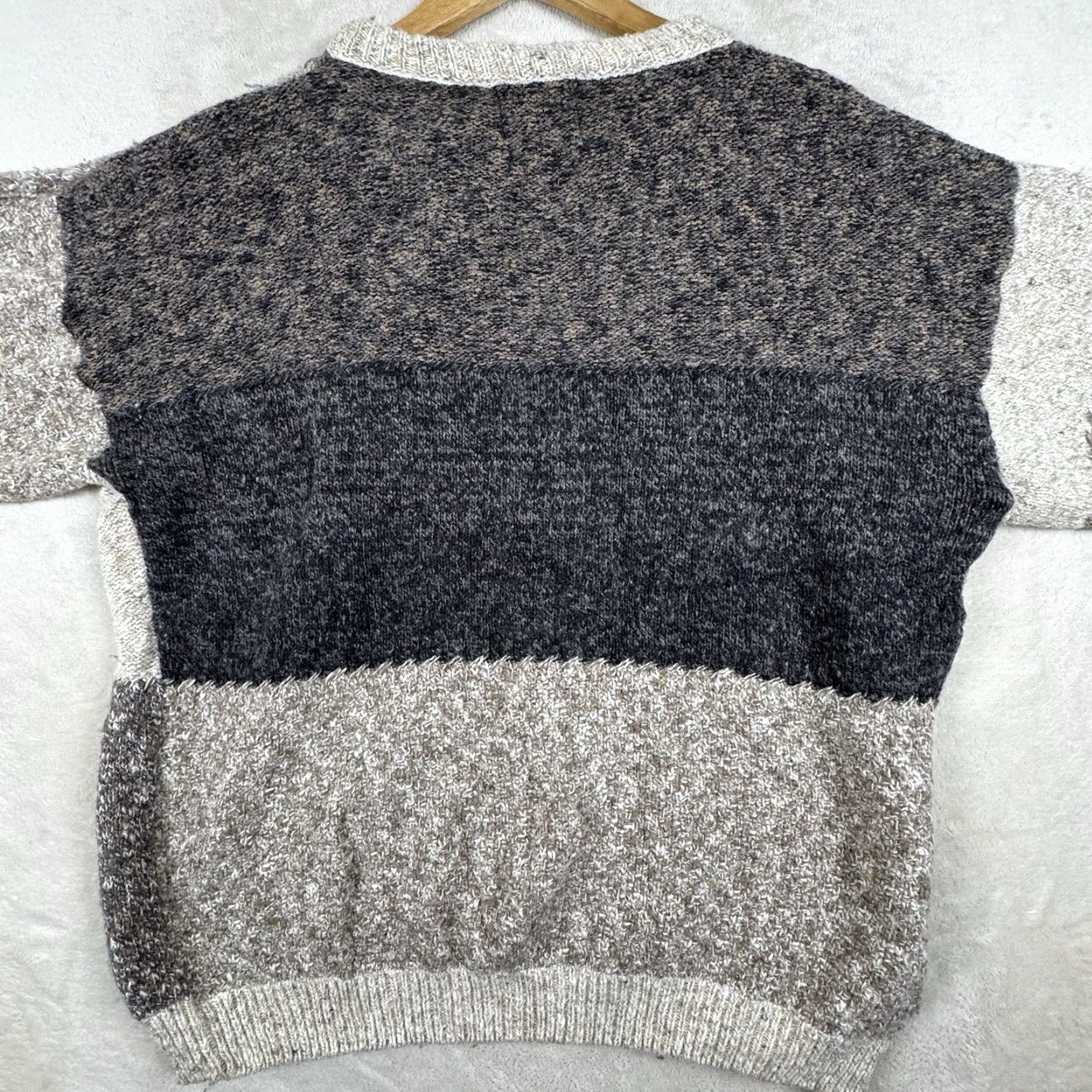 Vintage VINTAGE Old Glory Sweater Mens L Gray Patchwork Knit Wool Blend Pullover 90s Size US L / EU 52-54 / 3 - 3 Thumbnail