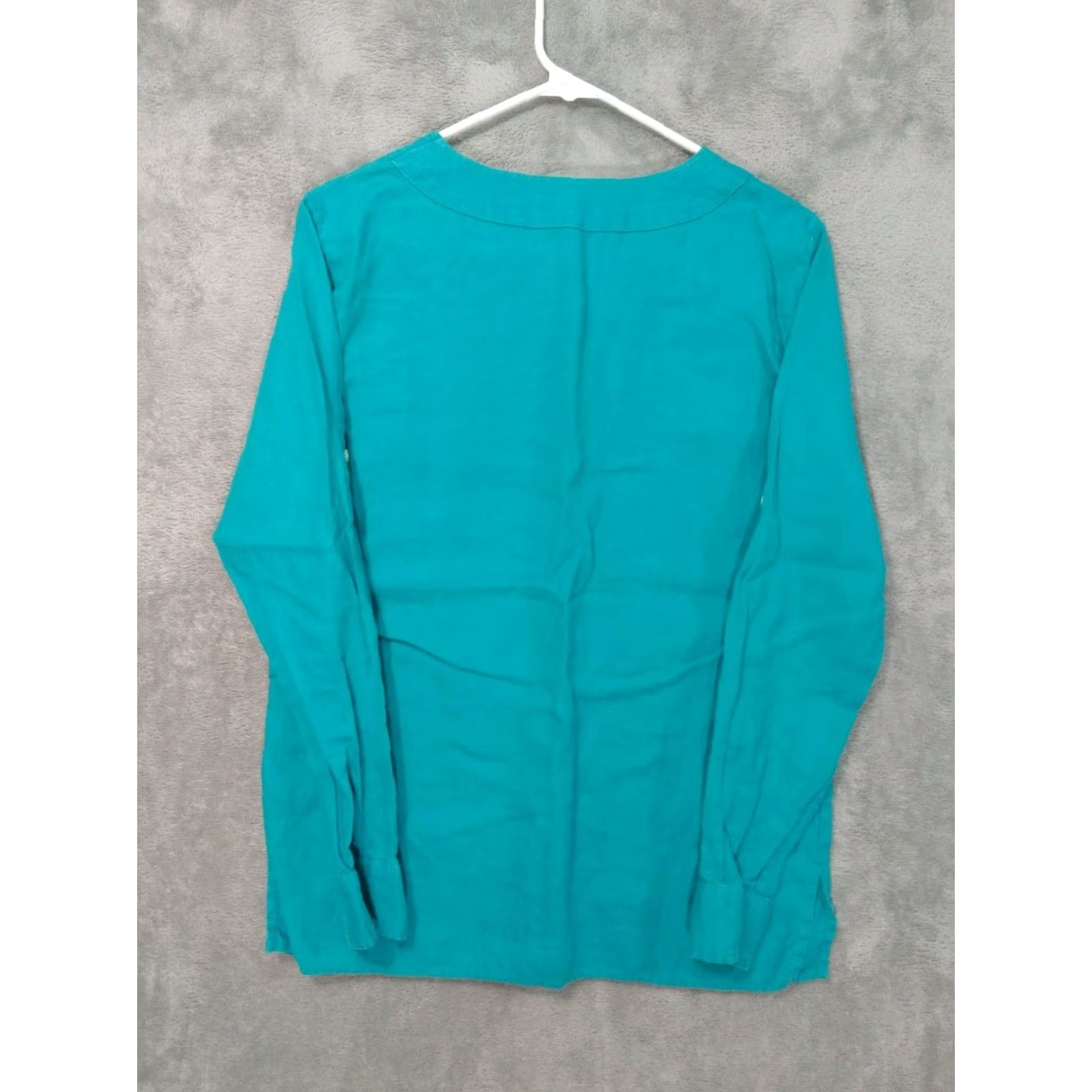 Ralph Lauren Ralph Lauren Shirt Womens M Teal Blue Linen Tunic Roll Tab Long Sleeve Boho Size M / US 6-8 / IT 42-44 - 2 Thumbnail