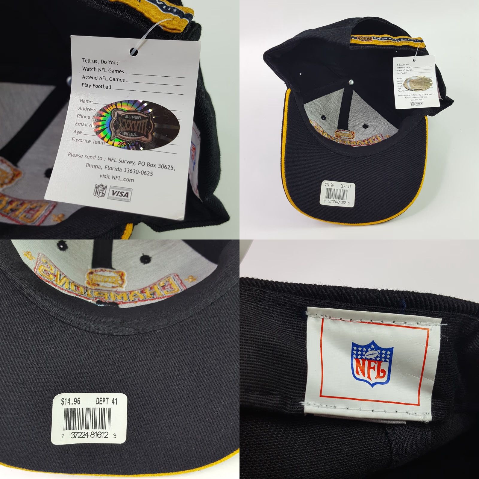 NFL VINTAGE NFL Carolina Panthers Football Snapback Hat Adjustable Black Twill Cap Size US 35 - 8 Thumbnail