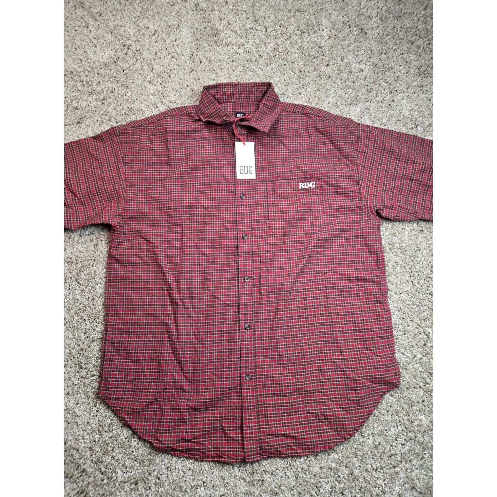 Bdg BDG Shirt Mens Medium Red Heritage Check Oversized Button Up Size US M / EU 48-50 / 2 - 4 Thumbnail