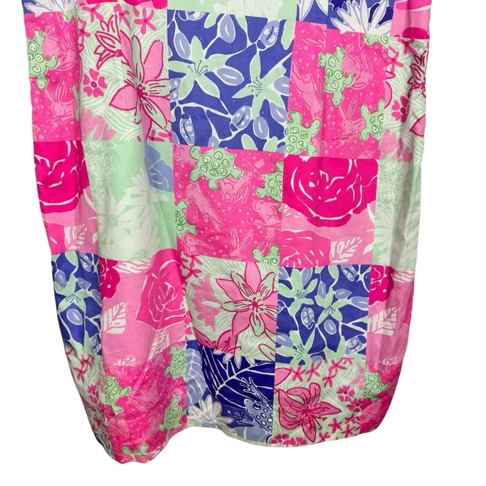 Lilly Pulitzer Lilly Pulitzer Cocktail Dress Floral Turtle Patchwork 10 Size L / US 10 / IT 46 - 6 Thumbnail