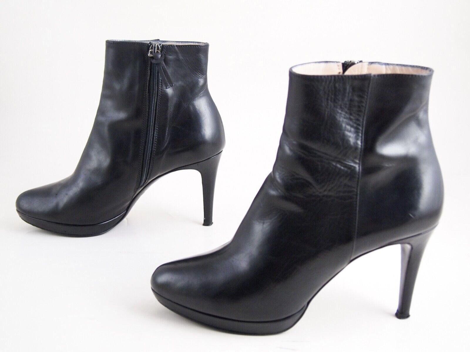 Designer Benci Brothers Booties Black Leather Mid Heel US 6.5 EU 36.5 Size US 6.5 / IT 36.5 - 2 Thumbnail