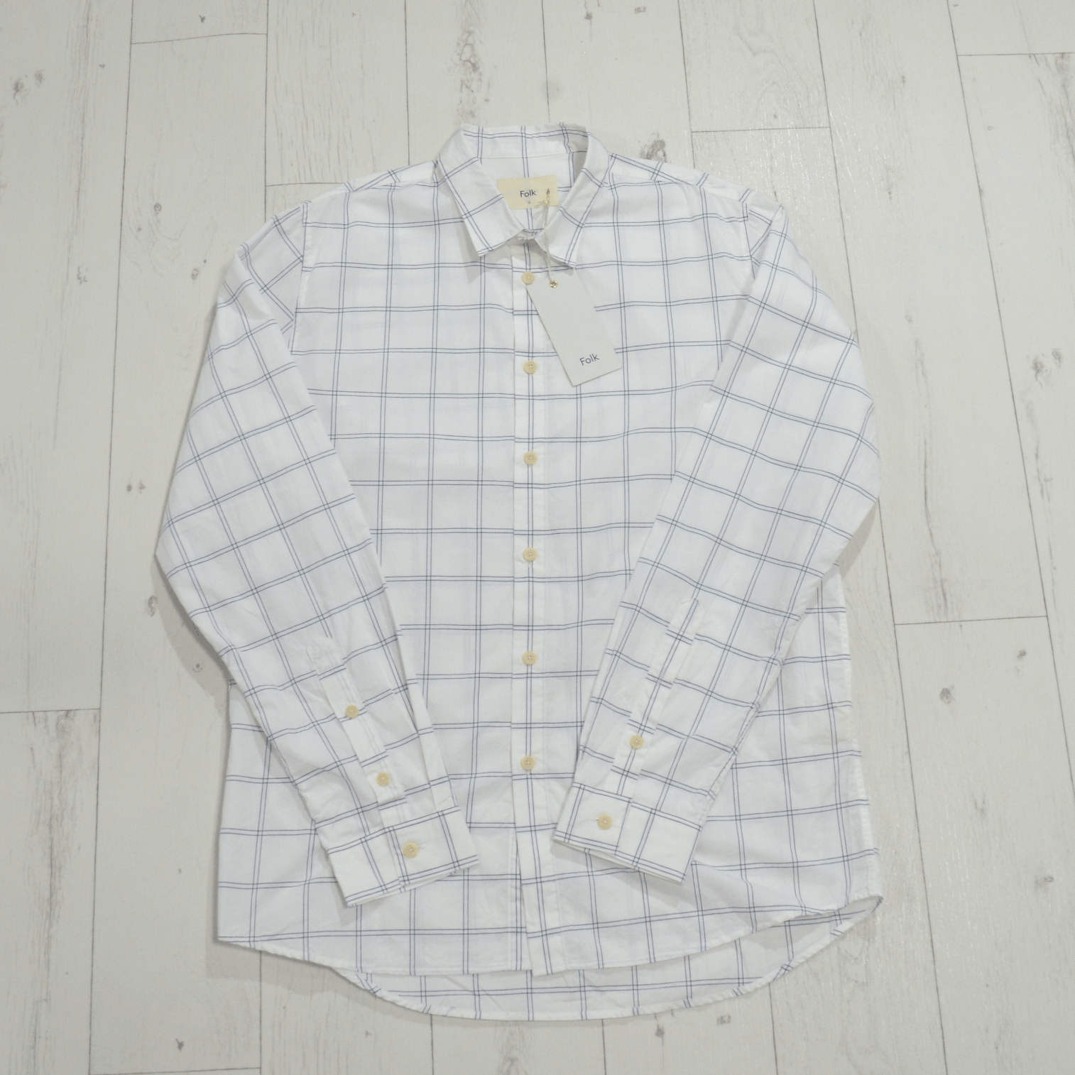 Folk Folk Casual Shirt size 2 and 5 White Check 100% Cotton Basic Size US XL / EU 56 / 4 - 1 Thumbnail
