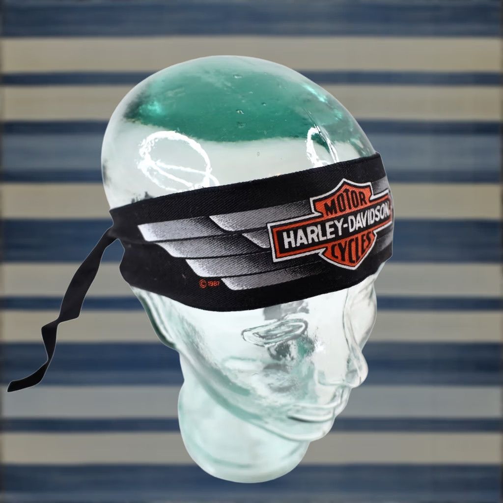 Harley Davidson VINTAGE Harley Davidson Spellout Logo Headband Black OS Unisex 1987 Mens Womens Boys Girls Size ONE SIZE - 1 Thumbnail