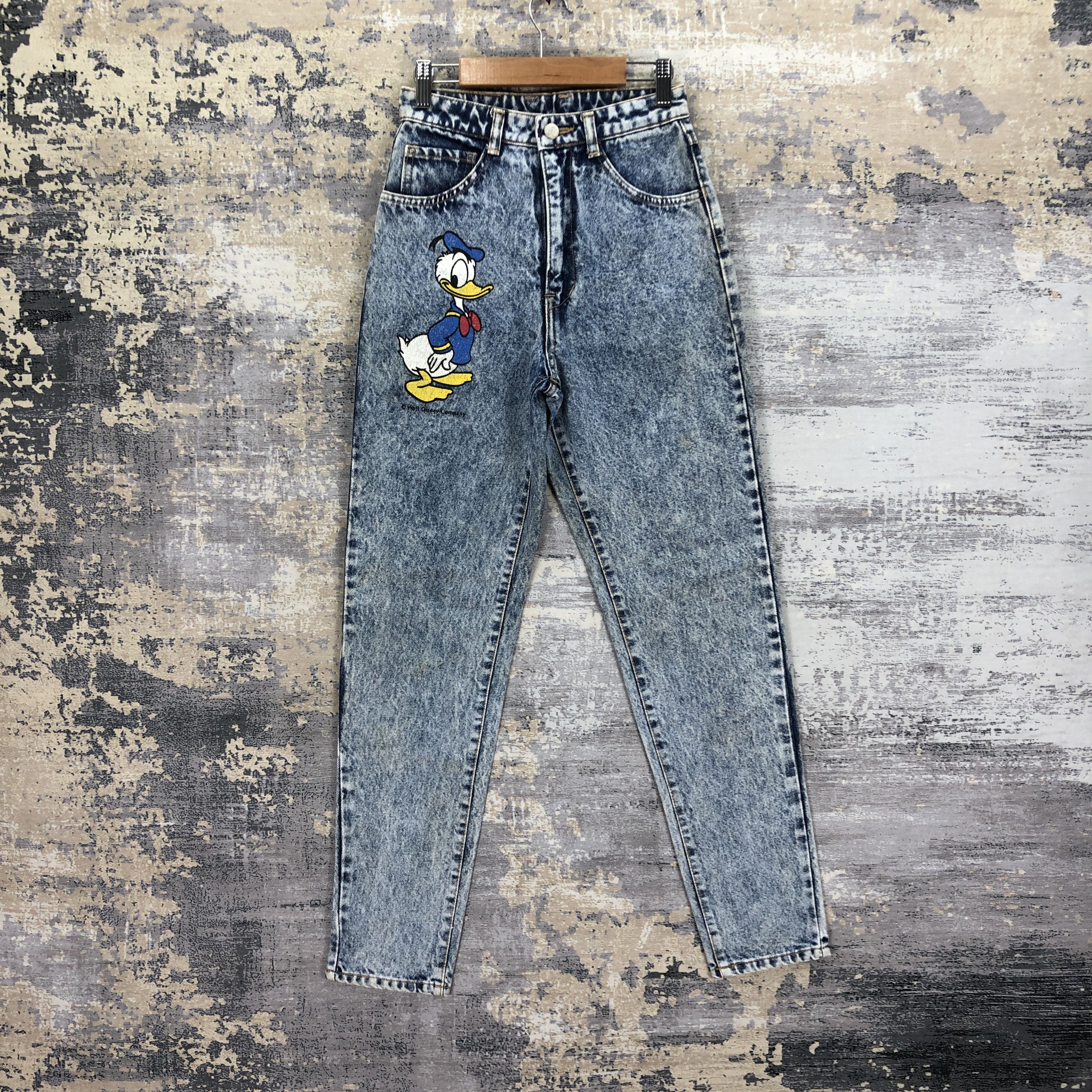 Disney Vintage 90s Donald Duck Jeans Acid Wash Disney Denim Pants Size 22" - 1 Thumbnail