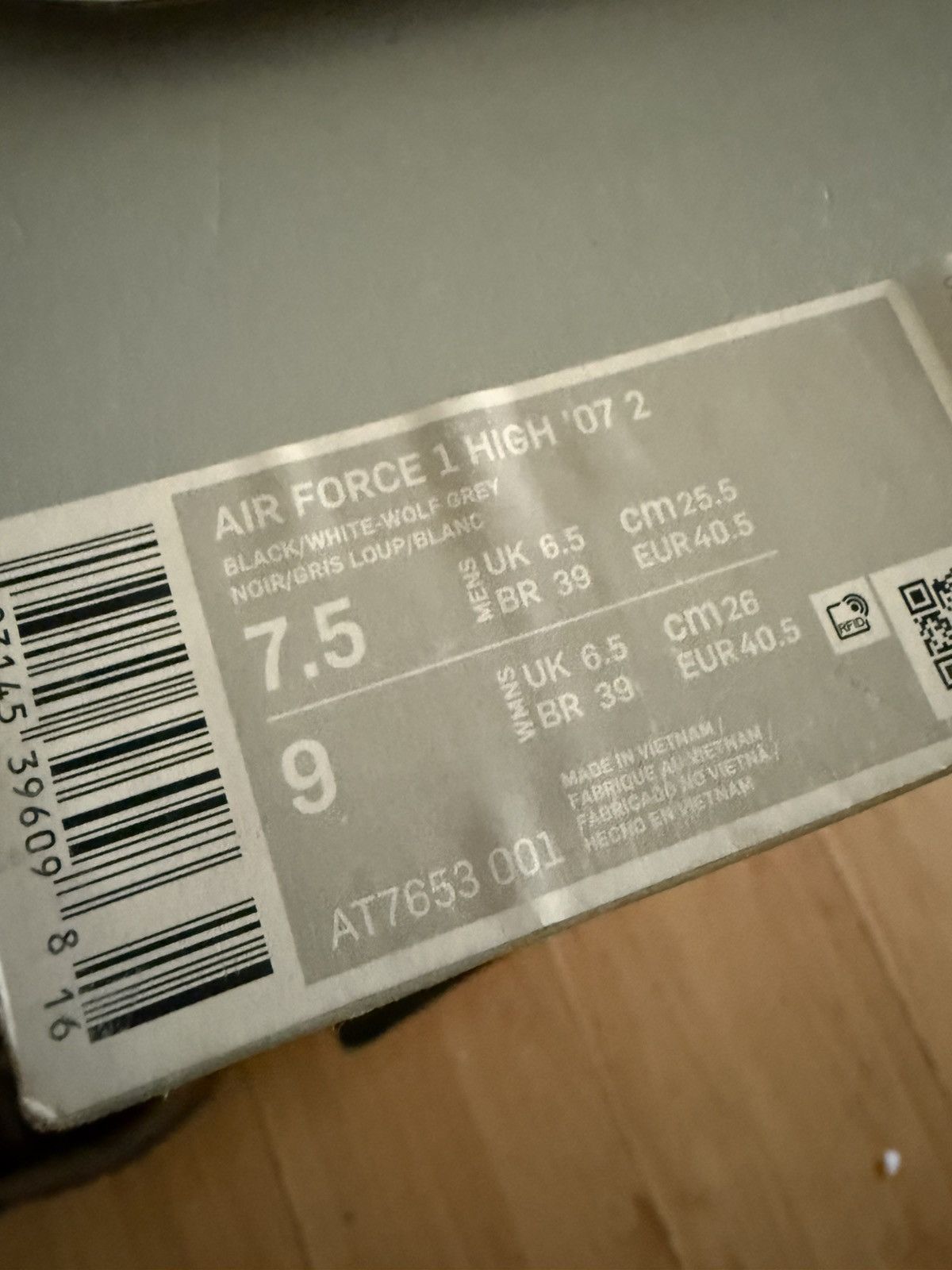 Nike 2019 Air Force 1 High '07 'Black Wolf Grey' Size US 7.5 / EU 40-41 - 21 Thumbnail