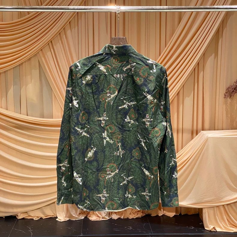 Givenchy Givenchy Size42 Green Plane Fun Flower Shirt / Size 42 / JM Size US M / EU 48-50 / 2 - 2 Thumbnail