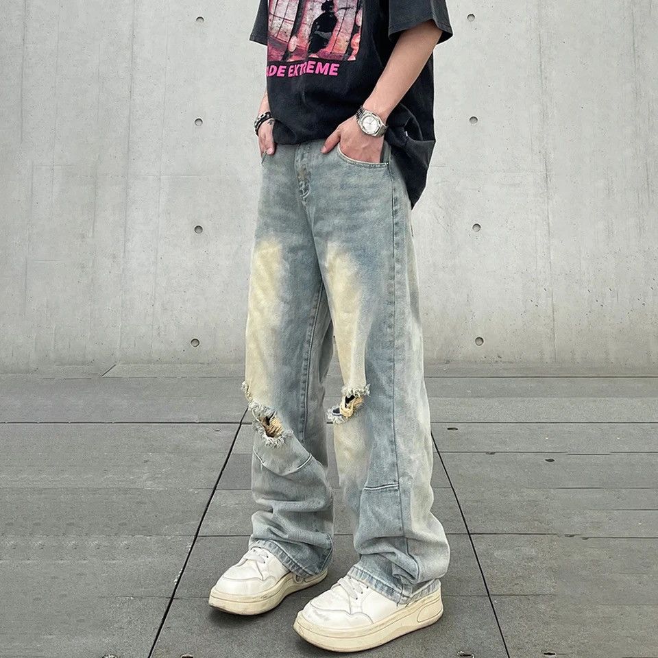 Vintage Ripped Jeans Men Baggy Streetwear Size US 27 - 6 Thumbnail