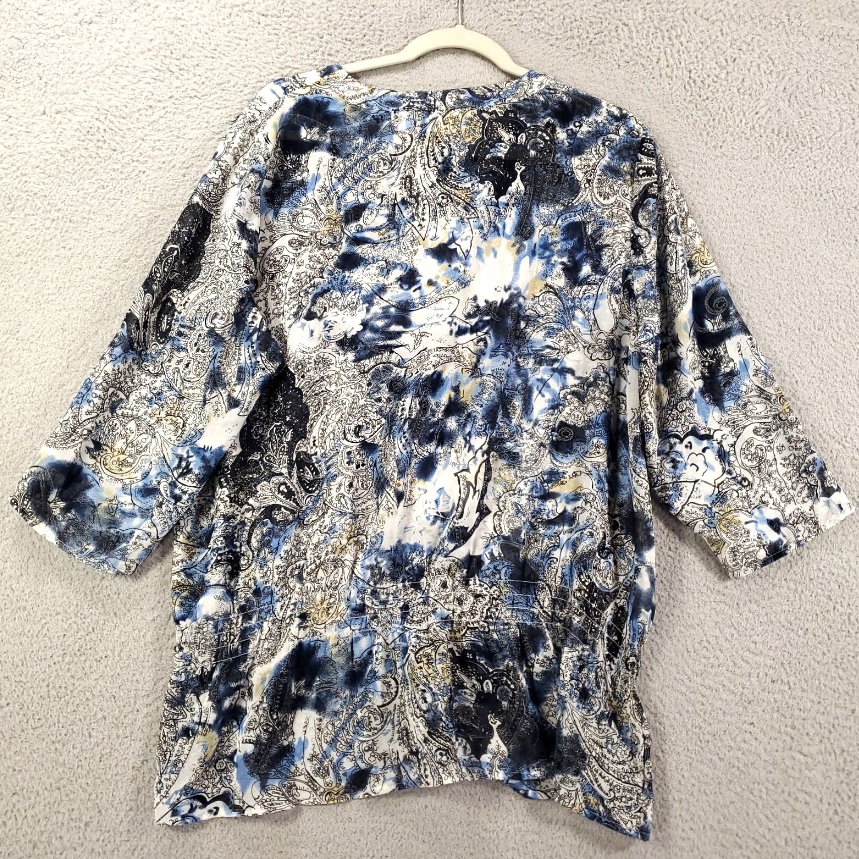 Vintage Chicos Blouse Shirt Womens L White Blue Sequin Neck Embellished V-Neck Pullover Casual Party Cocktail Tunic Size L / US 10 / IT 46 - 7 Thumbnail