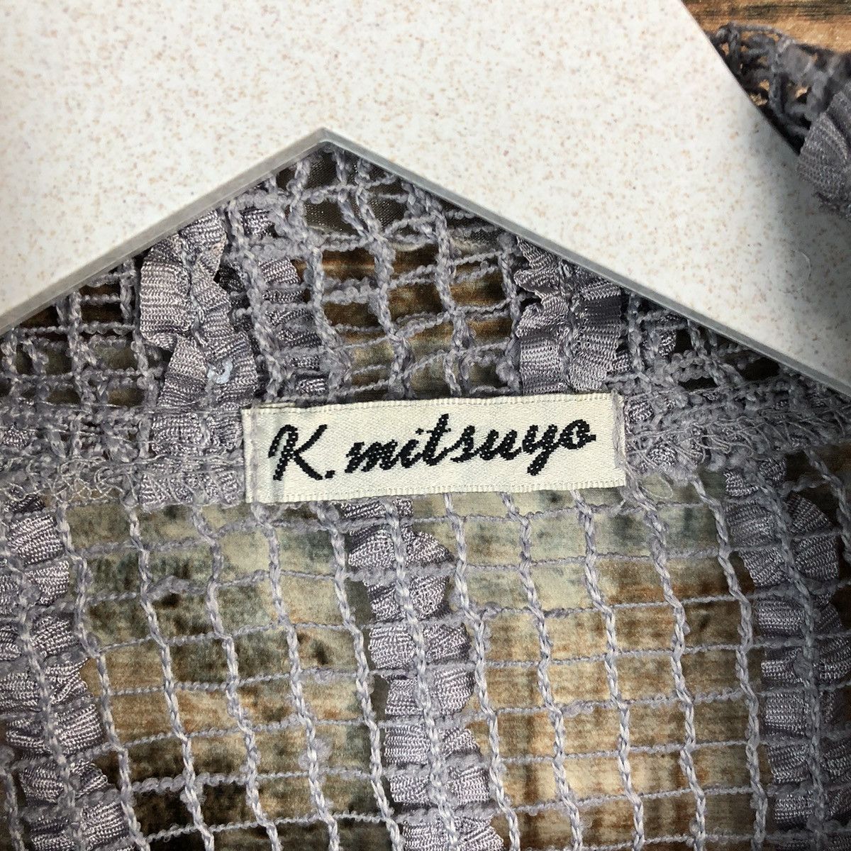Japanese Brand K.Mitsuyo Grey crochet mesh net vintage sexy Cardigan #A1491 Size M / US 6-8 / IT 42-44 - 10 Thumbnail