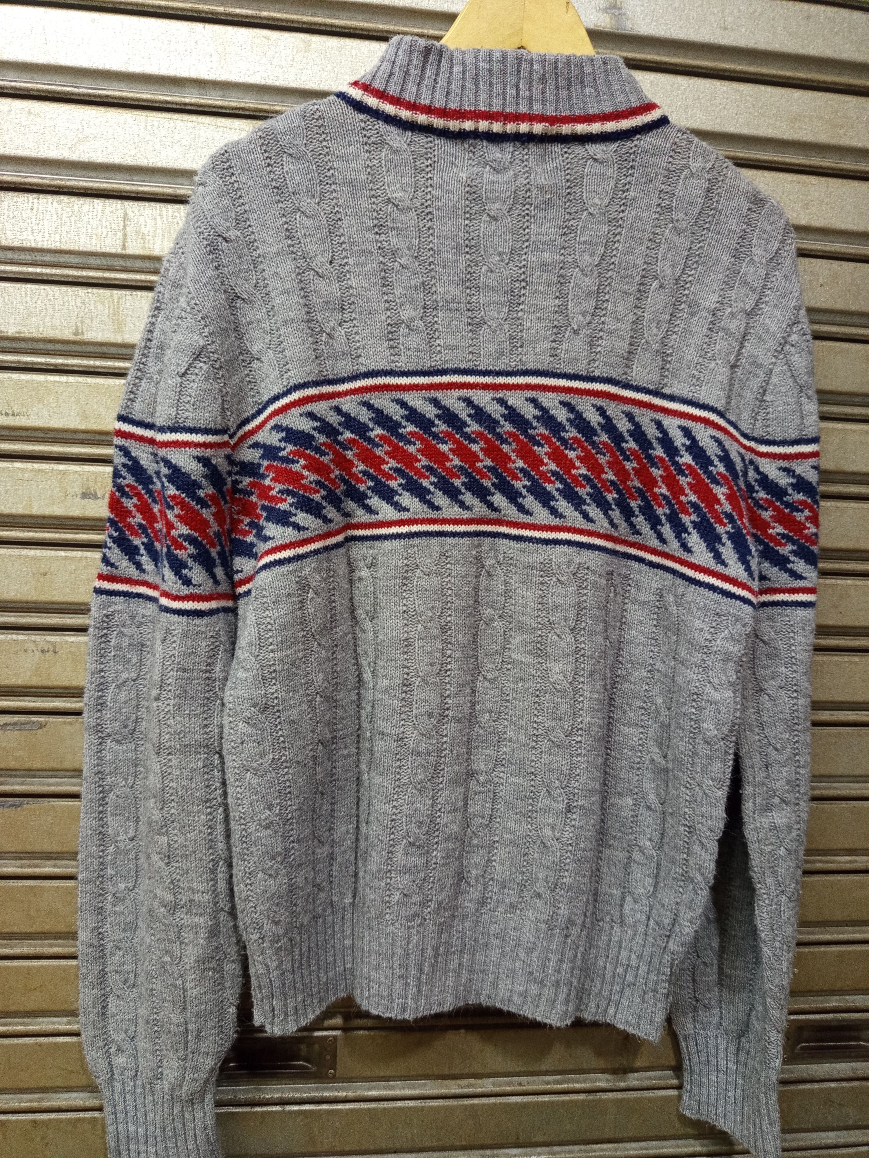 Jantzen 1980s Jantzen Cable Knit Sweater Grey Pattern Mock Neck Size US M / EU 48-50 / 2 - 8 Thumbnail