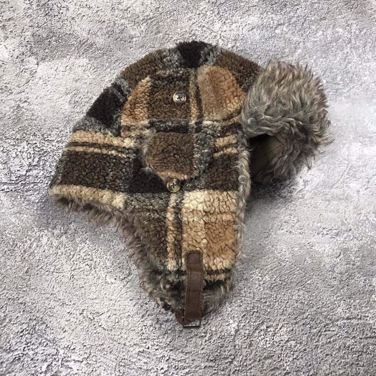 Vintage Vintage 90s Plaid Mohair Beanie Ear Flaps Grunge Relaxed OS Size ONE SIZE - 4 Thumbnail