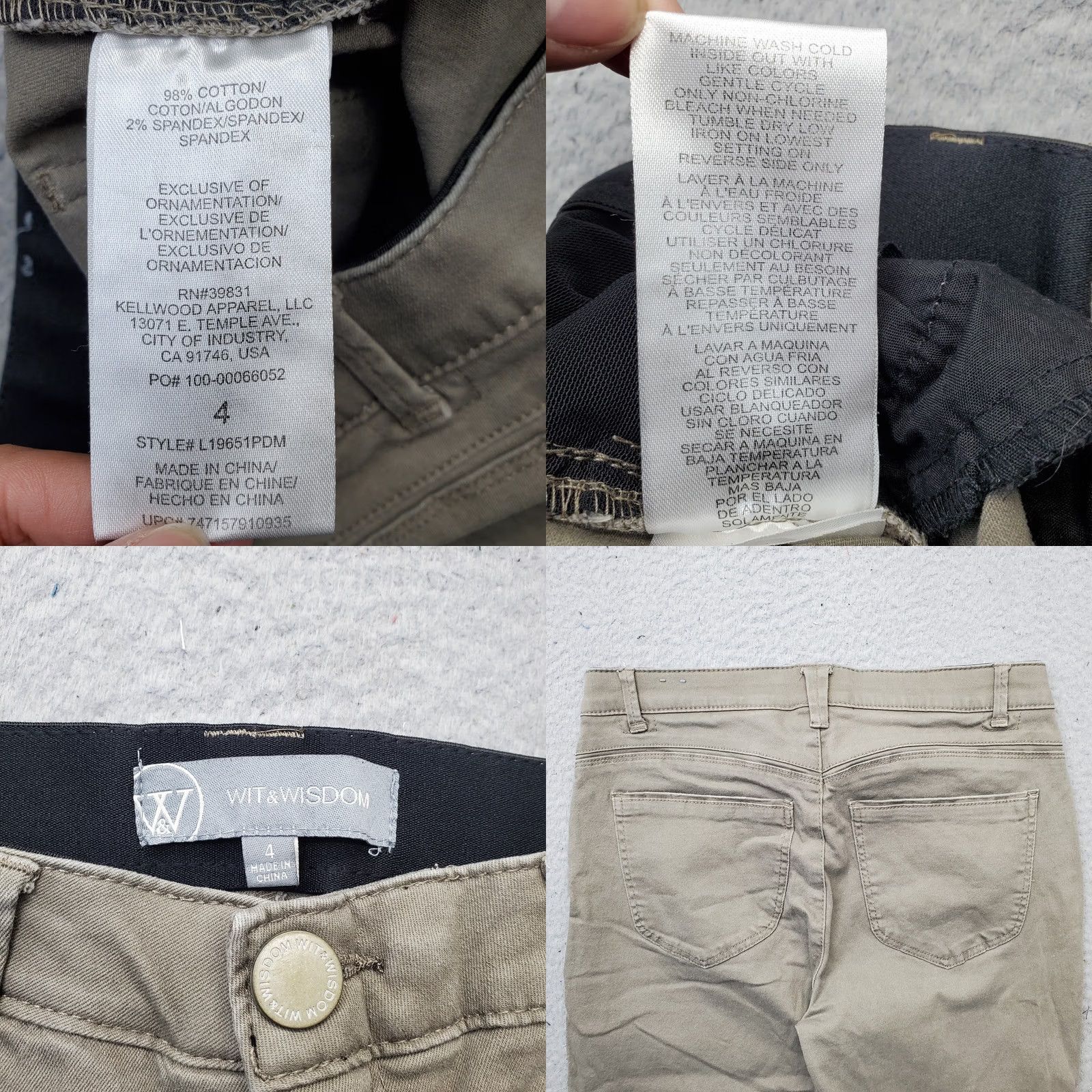 Vintage Wit & Wisdom Womens Size 4 Brown Stretch Ankle Pants Tulip Hem Inverted V Frayed Comfort Pockets Size 27" / US 4 / IT 40 - 8 Thumbnail