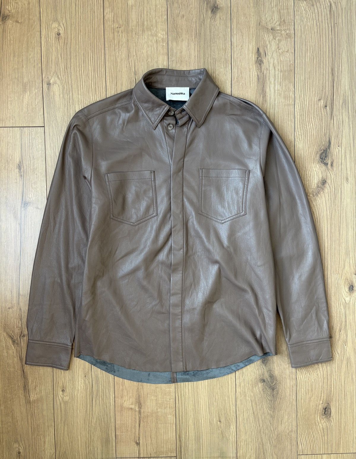 Nanushka NANUSHKA Faux Leather Coffee Brown Shirt Size US S / EU 44-46 / 1 - 1 Thumbnail