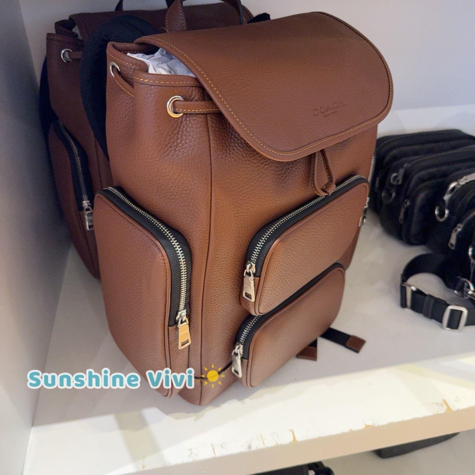 Coach NWT Coach Finn Backpack CDC72 Leather Silver VINTAGE BROWN Size ONE SIZE - 7 Thumbnail