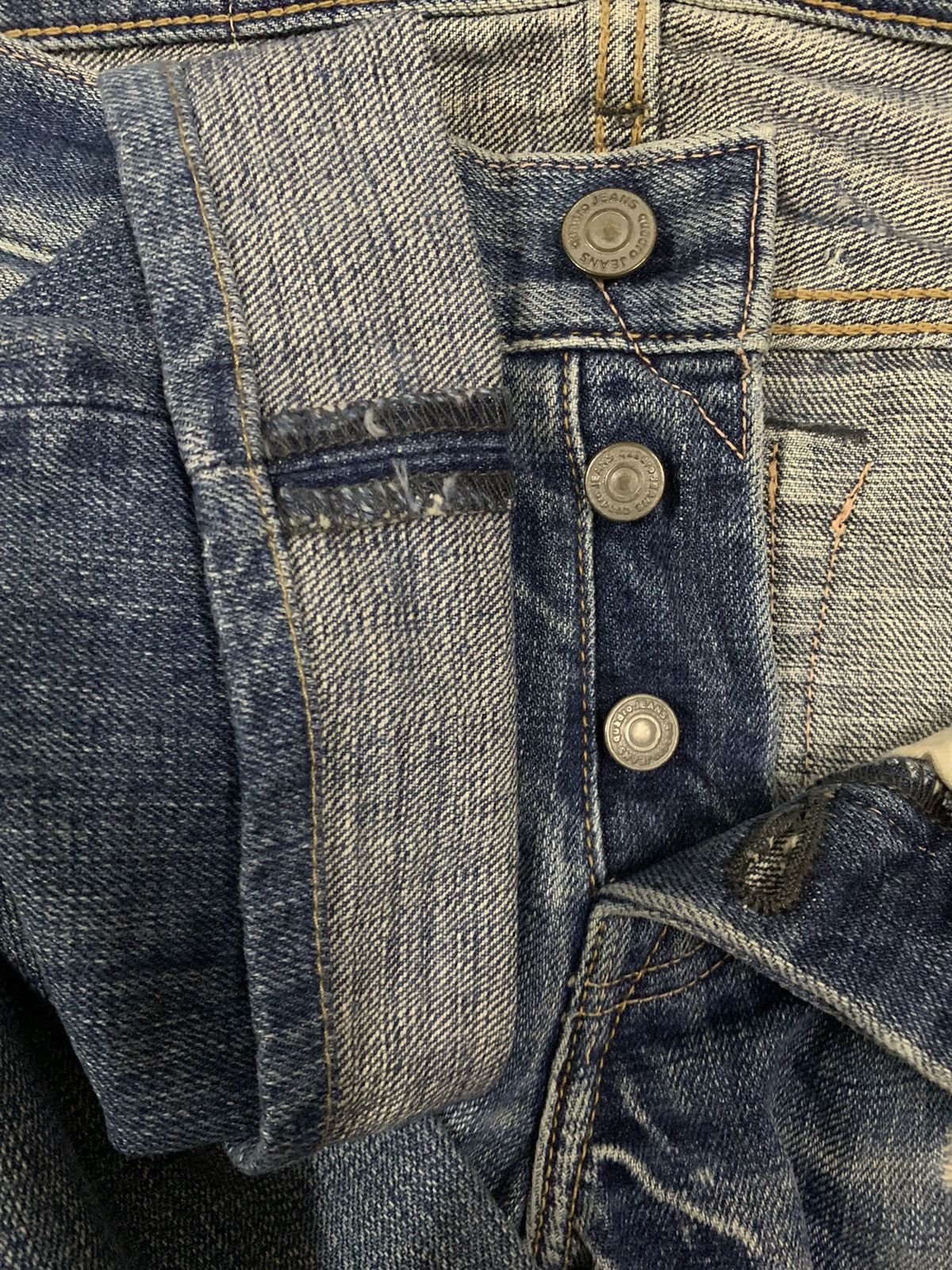 Japanese Brand Vintage Y2K Quadro Medio Button Fly Distressed Grunge Jeans Size US 29 - 4 Thumbnail