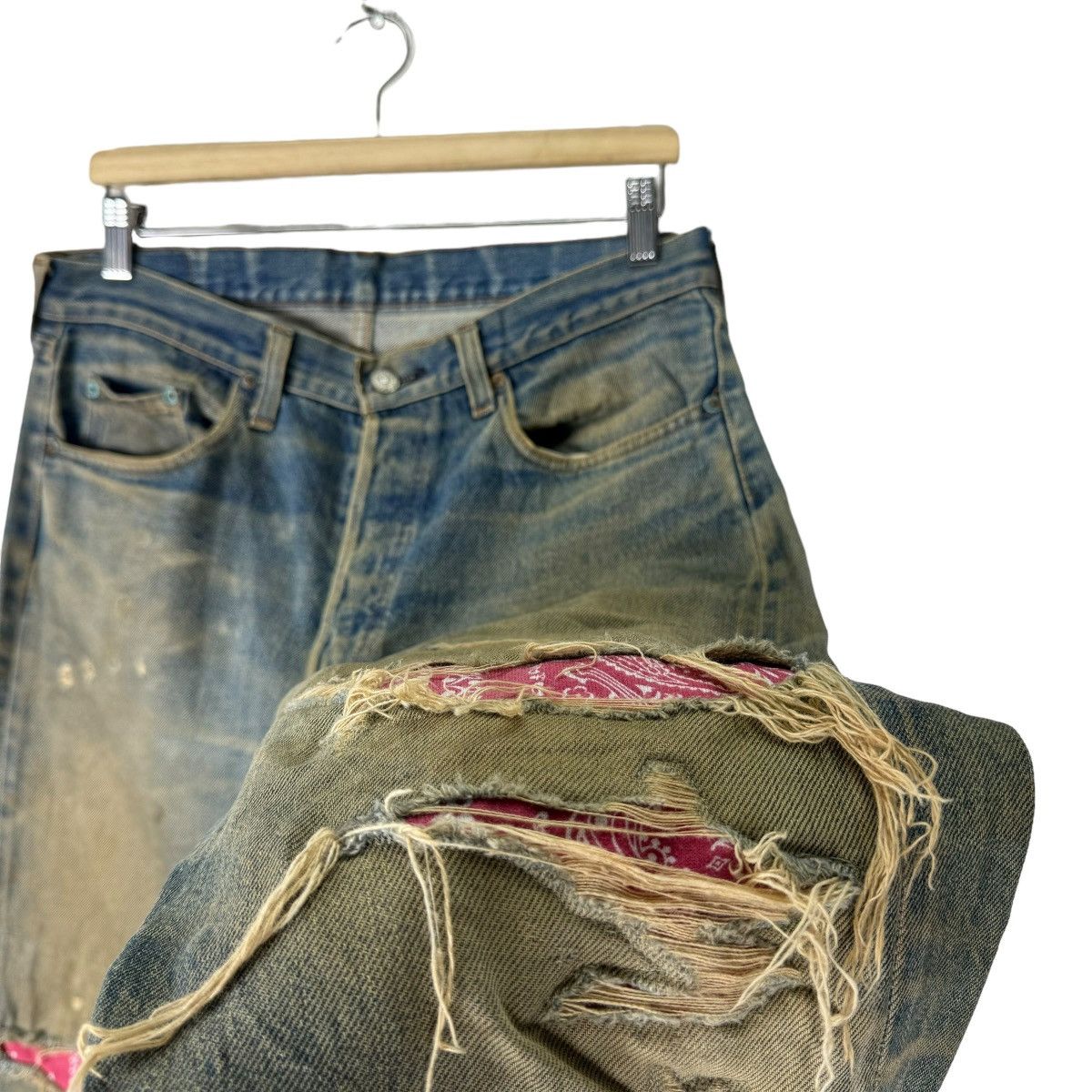 Levi's ☀️80s LEVI’S 501 RINDEN 524 PATCHWORK DENIM JEANS PANTS Size US 34 / EU 50 - 4 Thumbnail