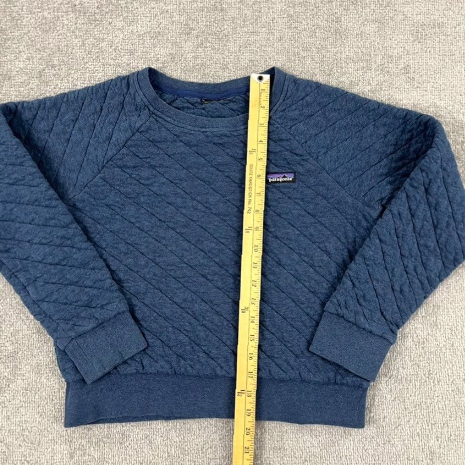 Patagonia PATAGONIA Sweater Womens Small Cropped Blue Organic Cotton Quilt Crew Neck Hike Size S / US 4 / IT 40 - 3 Thumbnail